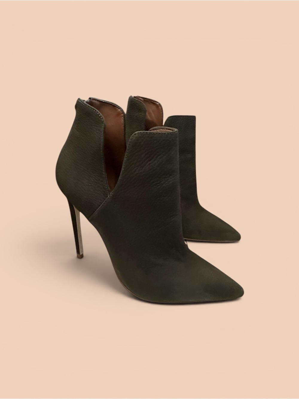 Aldo Dark Green Pointed-Toe Stiletto Ankle Booties